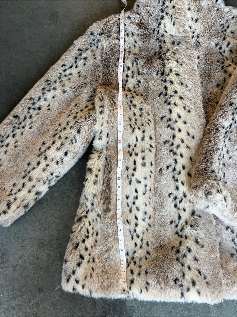 Faux Fur Spot-Print Coat - Cream - Picture 6 of 13